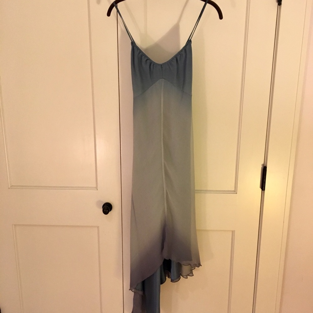 Asymmetrical hem blue dress